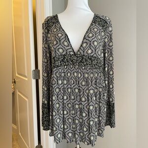 Free People Black and White Patterned Top